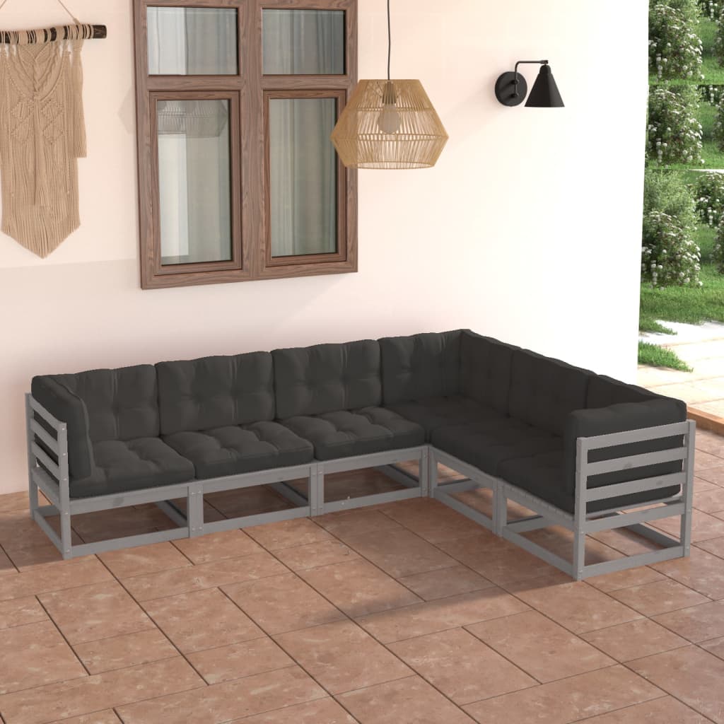 vidaXL 6-tlg. Garten-Lounge-Set Massivholz Kiefer
