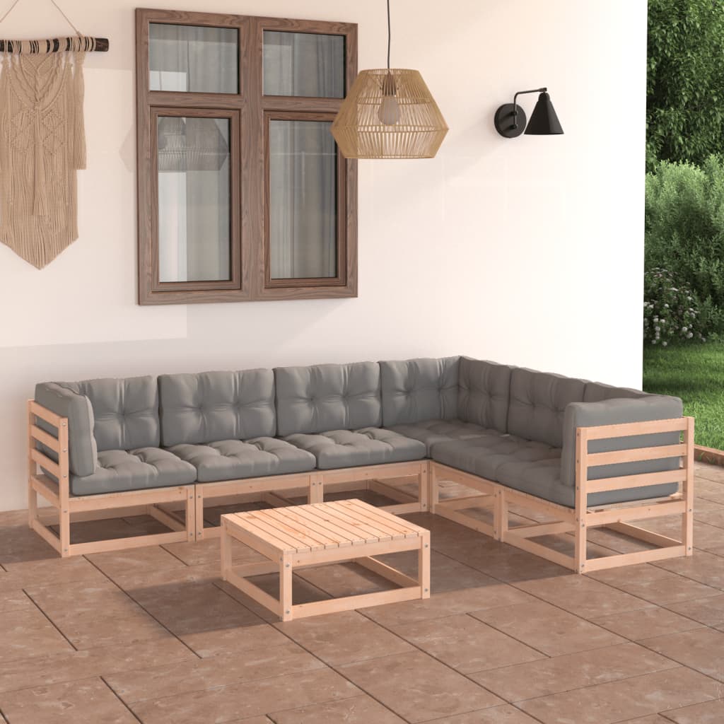 vidaXL 7-tlg. Garten-Lounge-Set Massivholz Kiefer