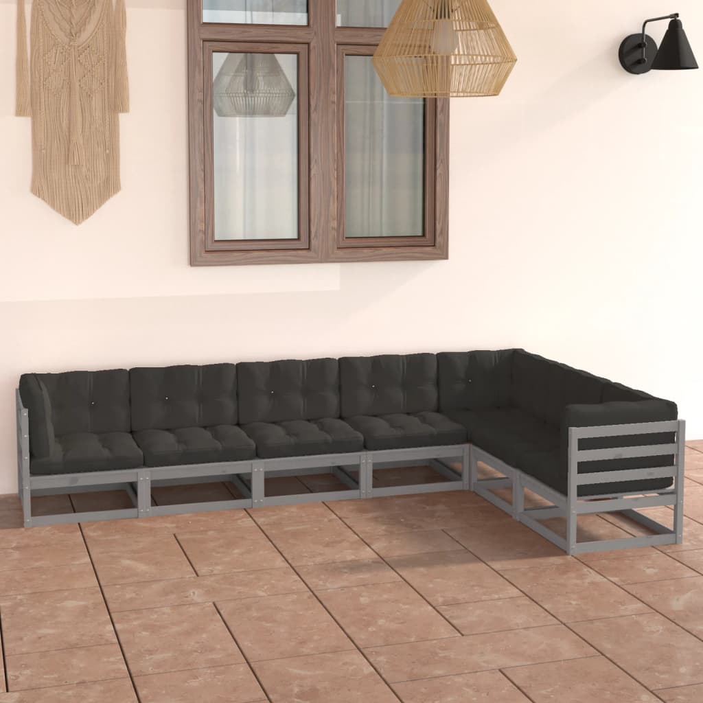 vidaXL 7-tlg. Garten-Lounge-Set Massivholz Kiefer