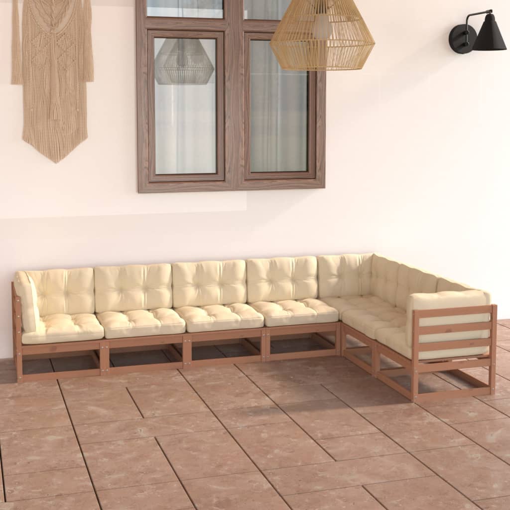 vidaXL 7-tlg. Garten-Lounge-Set Massivholz Kiefer