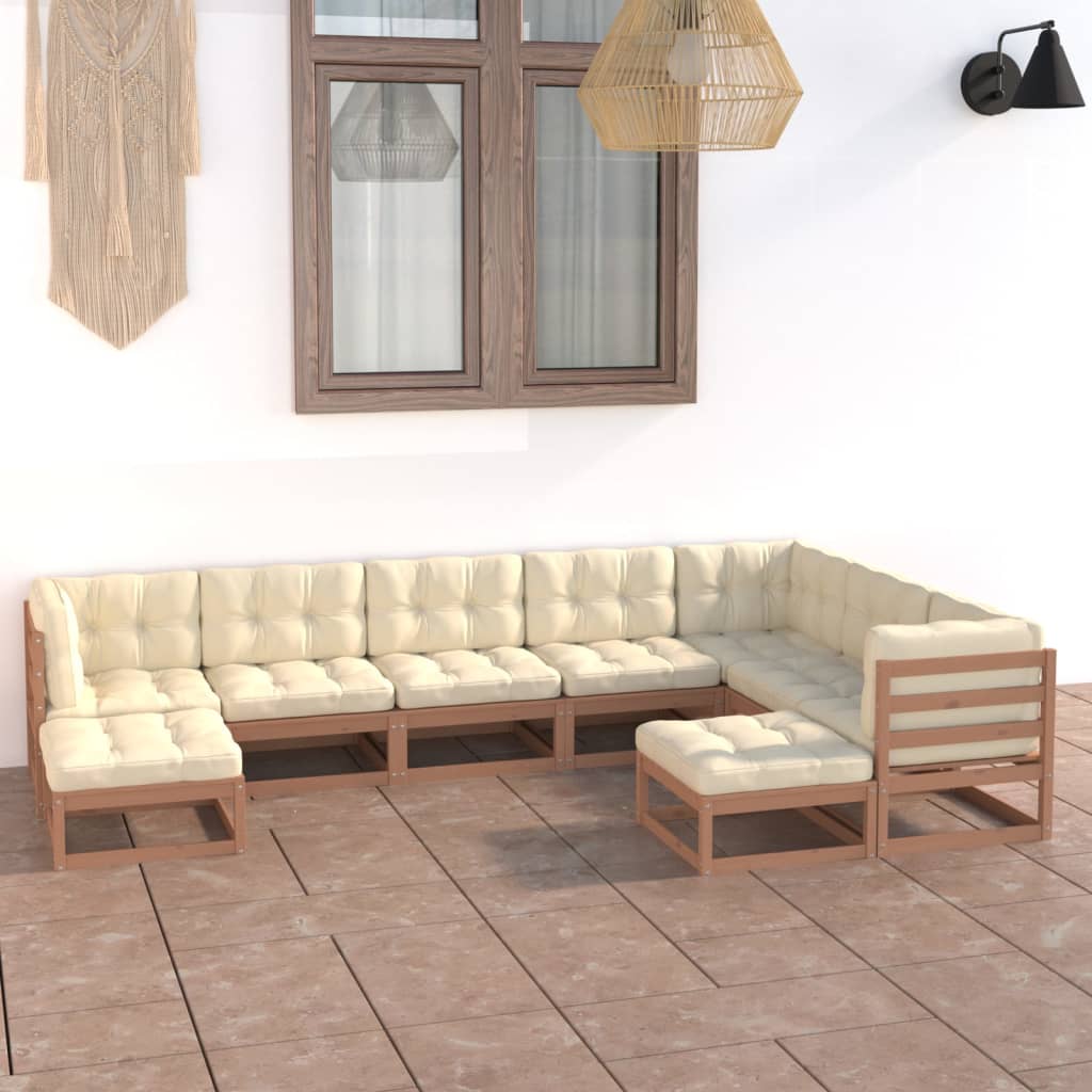 vidaXL 9-tlg. Garten-Lounge-Set Grau Kiefer Massivholz