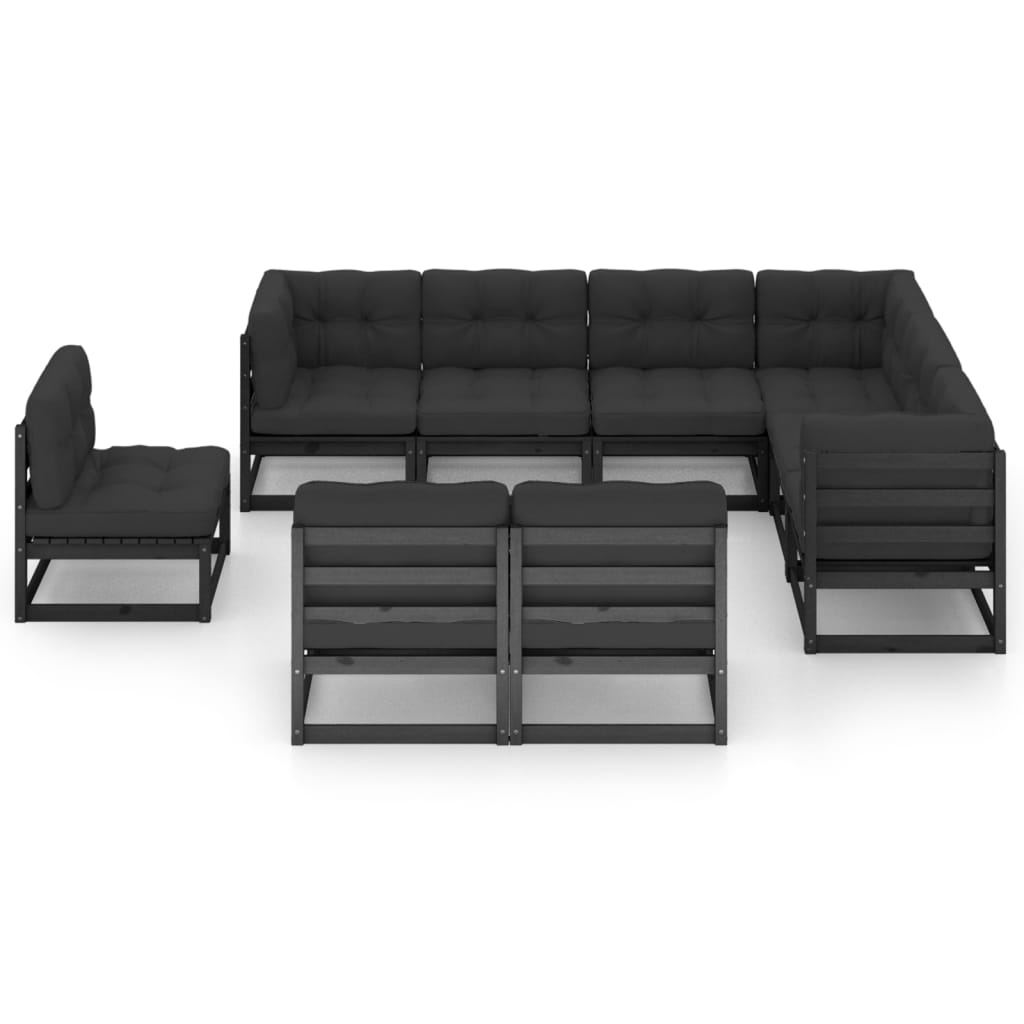vidaXL 9-tlg. Garten-Lounge-Set Grau Kiefer Massivholz