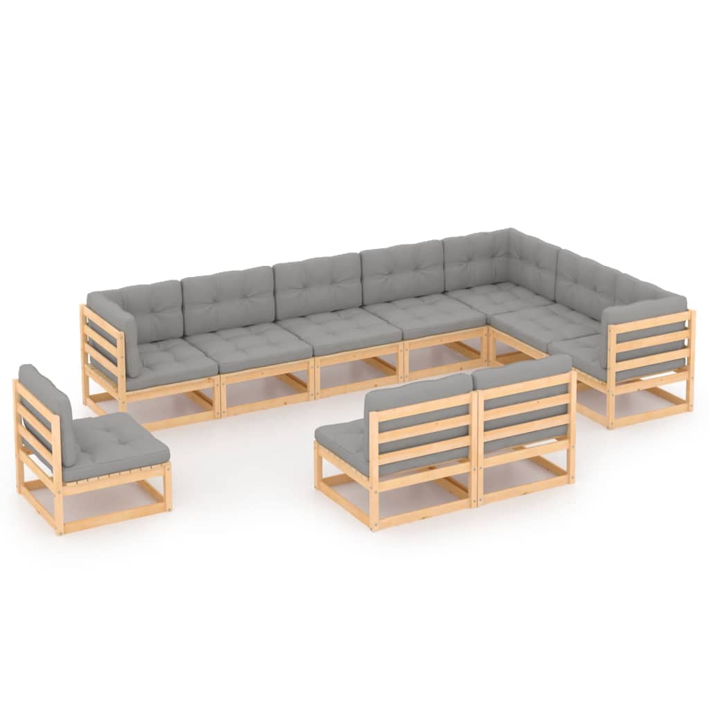 vidaXL 10-tlg. Garten-Lounge-Set Honigbraun Massivholz Kiefer