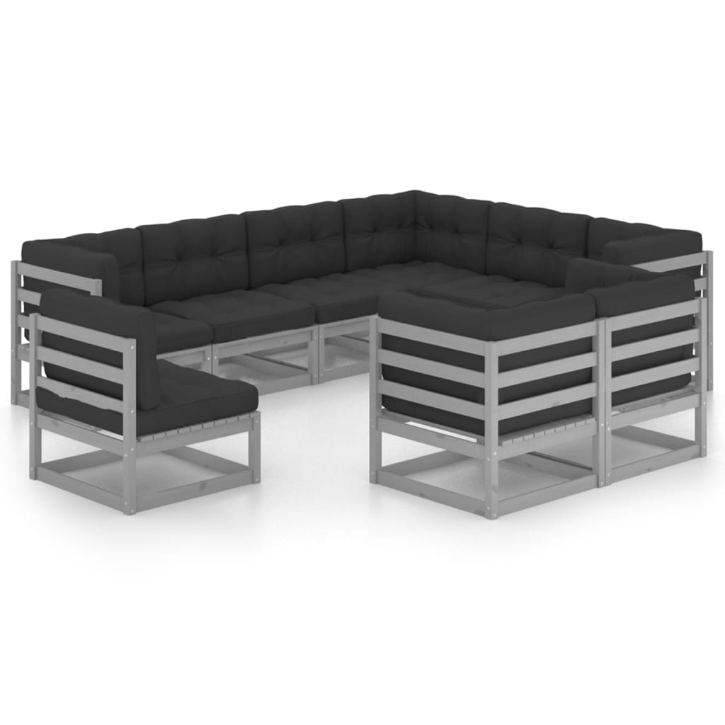 vidaXL 9-tlg. Garten-Lounge-Set Massivholz Kiefer