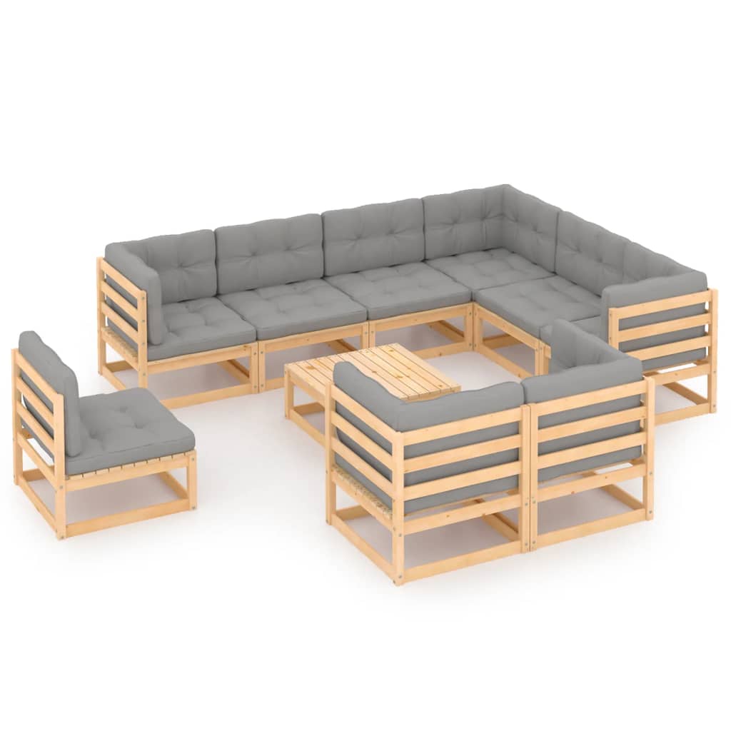 vidaXL 10-tlg. Garten-Lounge-Set Massivholz Kiefer