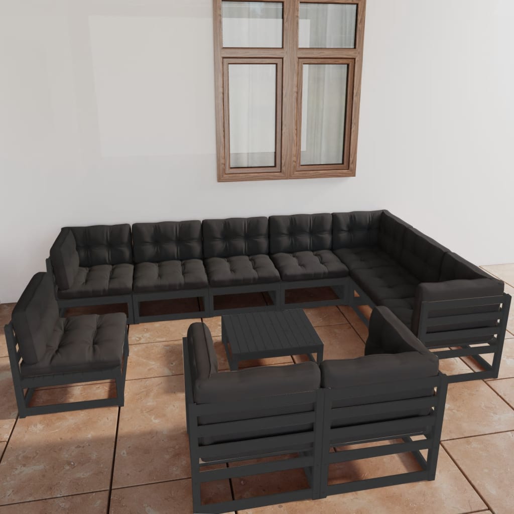 vidaXL 11-tlg. Garten-Lounge-Set Massivholz Kiefer