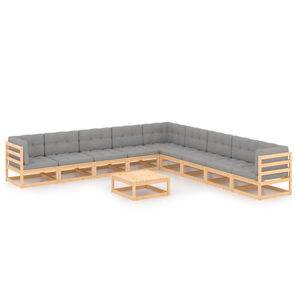 vidaXL 10-tlg. Garten-Lounge-Set Honigbraun Massivholz Kiefer