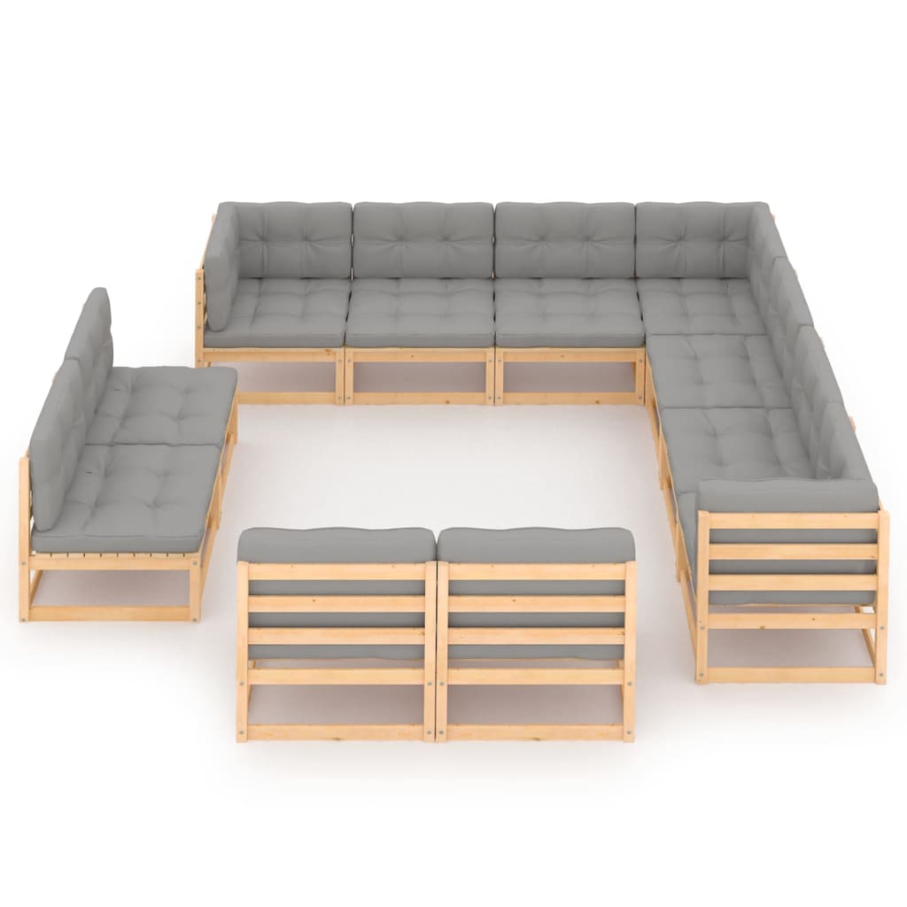 vidaXL 11-tlg. Garten-Lounge-Set Honigbraun Massivholz Kiefer