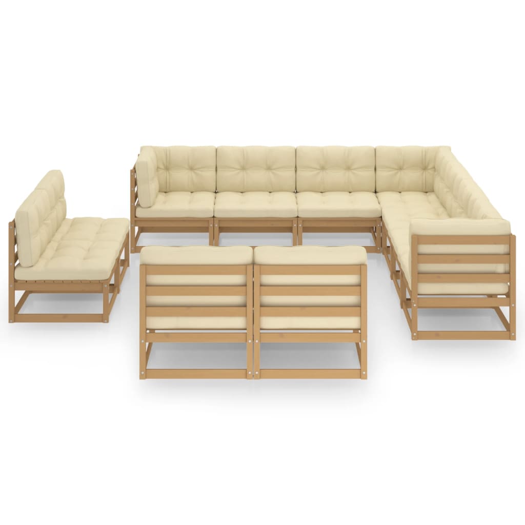 vidaXL 11-tlg. Garten-Lounge-Set Honigbraun Massivholz Kiefer