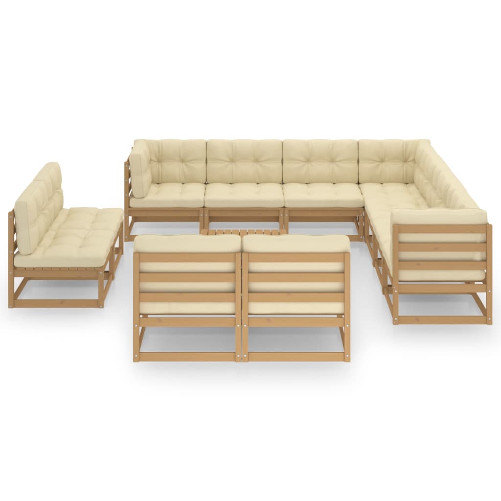 vidaXL 12-tlg. Garten-Lounge-Set Honigbraun Massivholz Kiefer