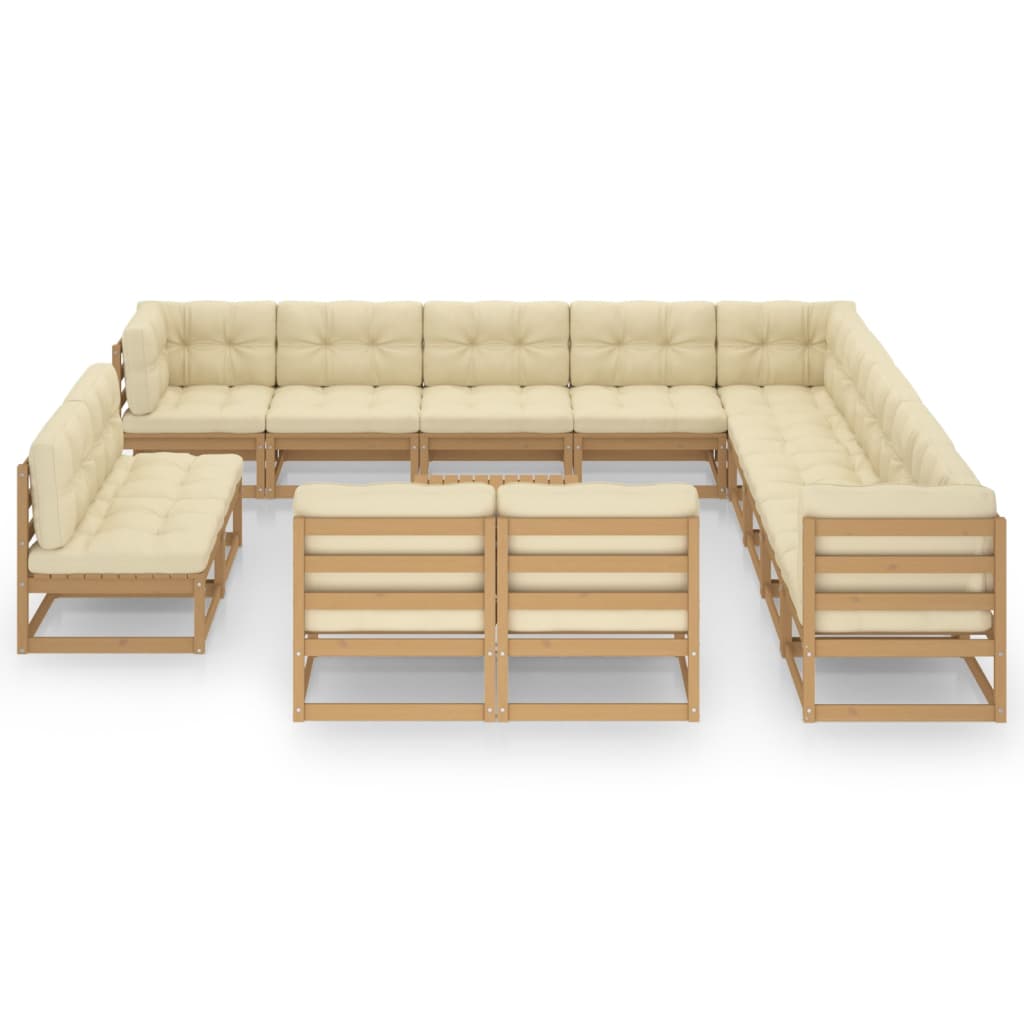 vidaXL 14-tlg. Garten-Lounge-Set Schwarz Massivholz Kiefer