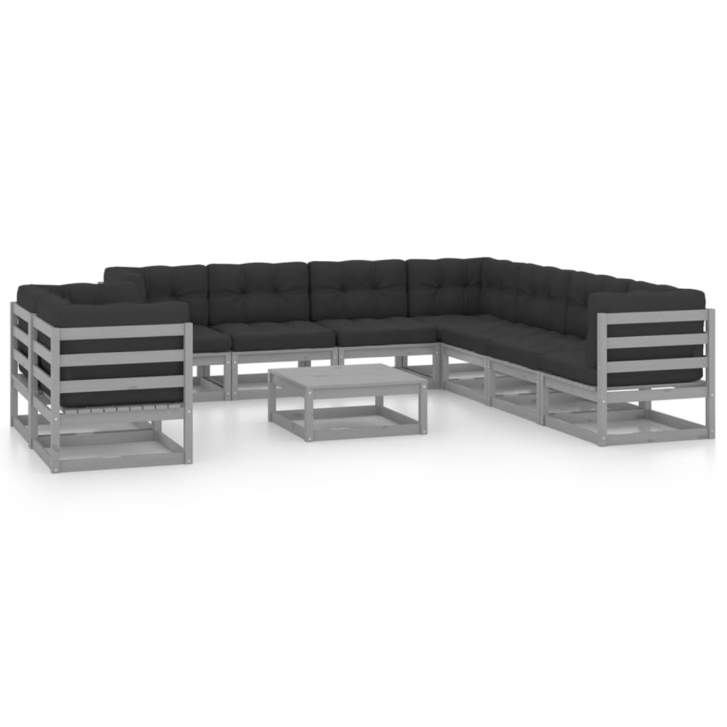 vidaXL 10-tlg. Garten-Lounge-Set Massivholz Kiefer