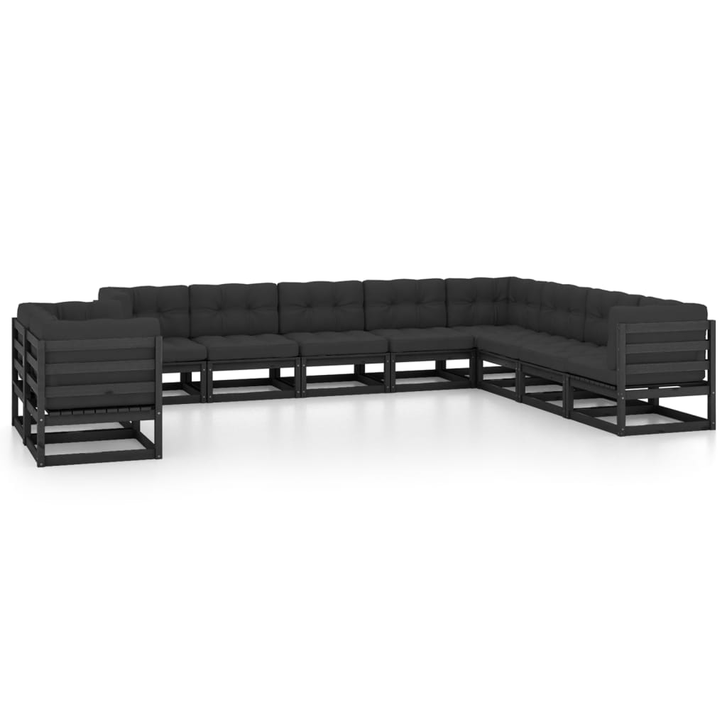 vidaXL 10-tlg. Garten-Lounge-Set Grau Kiefer Massivholz