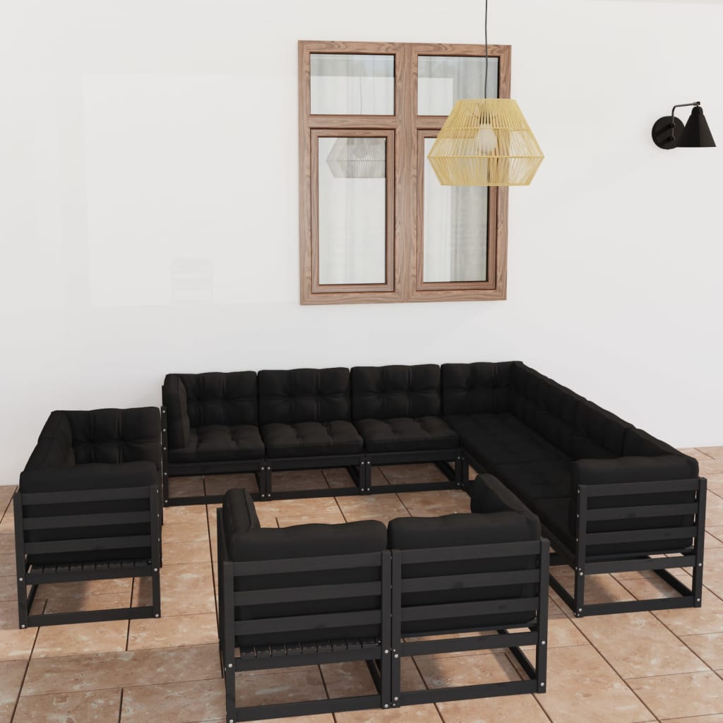 vidaXL 11-tlg. Garten-Lounge-Set mit Kissen Kiefer Massivholz