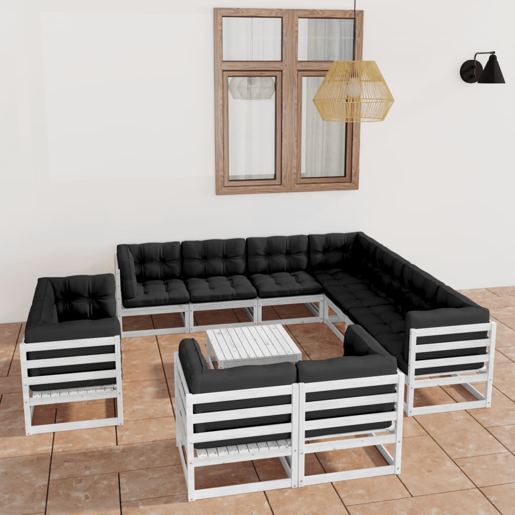 vidaXL 12-tlg. Garten-Lounge-Set Massivholz Kiefer