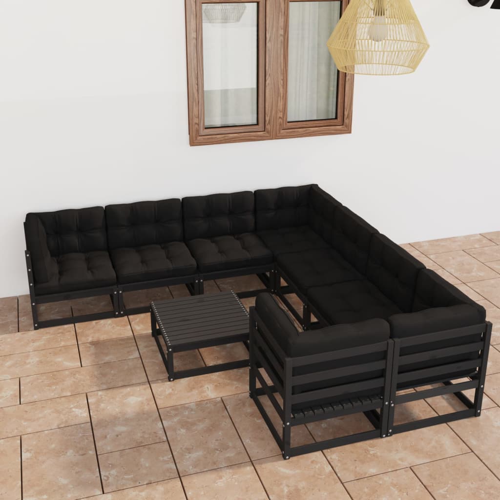 vidaXL 9-tlg. Garten-Lounge-Set Massivholz Kiefer