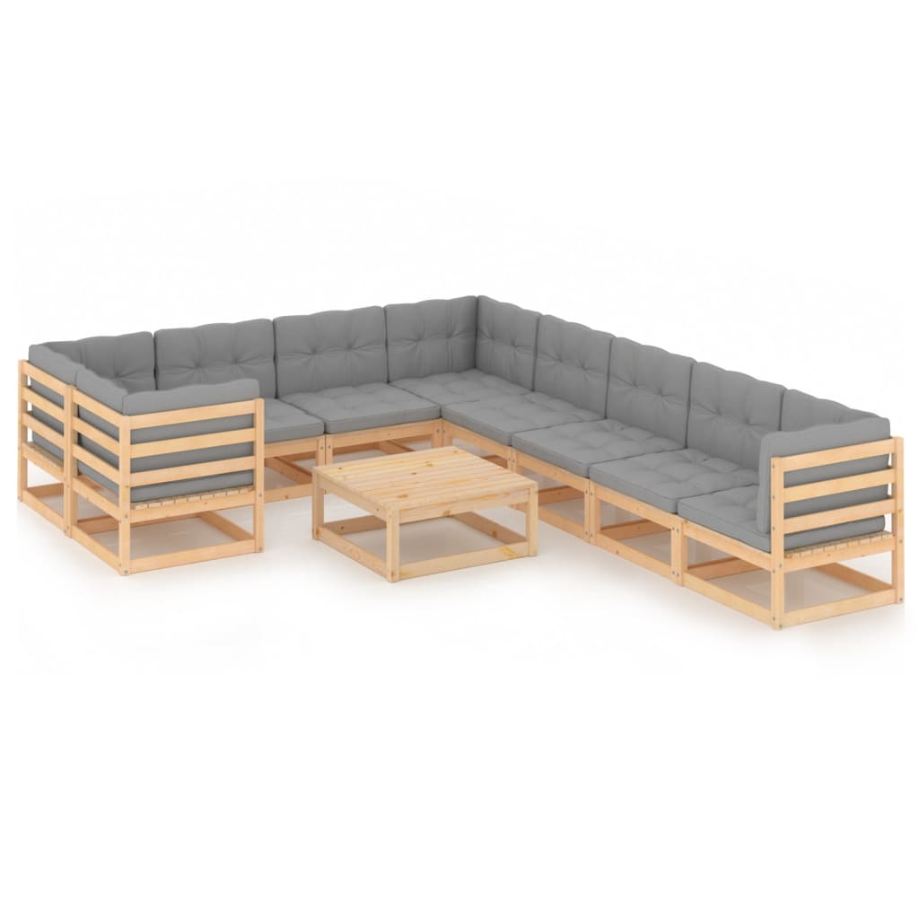 vidaXL 10-tlg. Garten-Lounge-Set Massivholz Kiefer