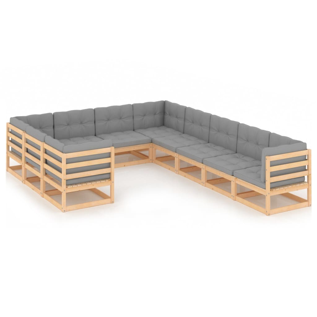 vidaXL 10-tlg. Garten-Lounge-Set Massivholz Kiefer