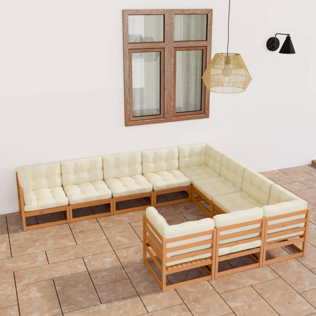 vidaXL 10-tlg. Garten-Lounge-Set Massivholz Kiefer