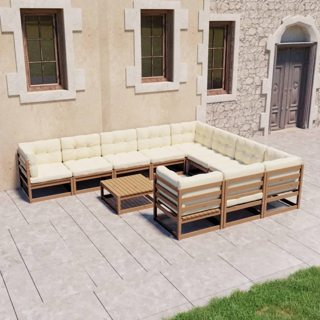 vidaXL 11-tlg. Garten-Lounge-Set Massivholz Kiefer