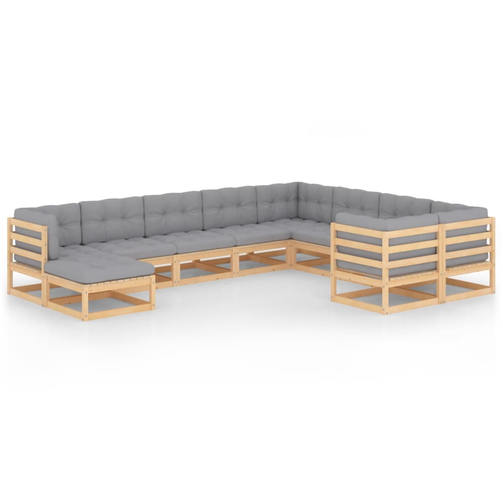 vidaXL 10-tlg. Garten-Lounge-Set Massivholz Kiefer