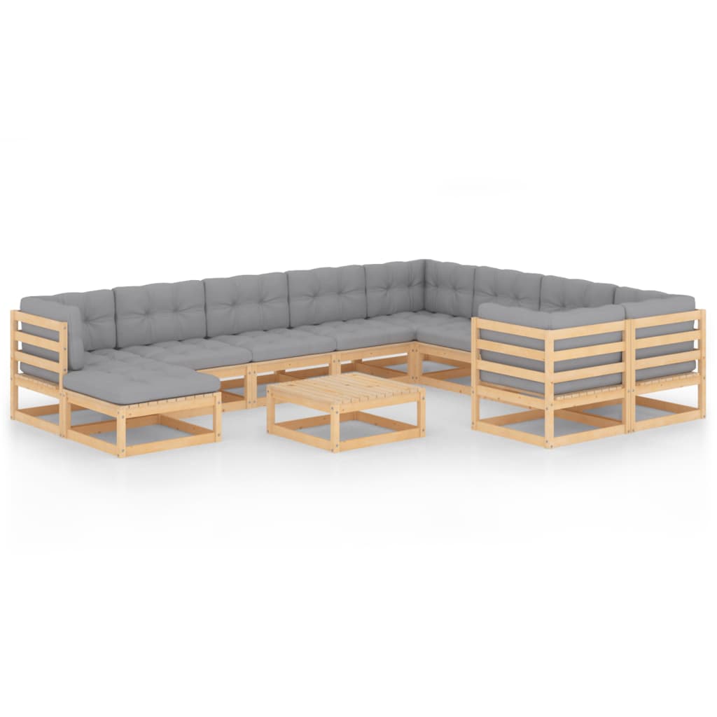 vidaXL 11-tlg. Garten-Lounge-Set Massivholz Kiefer