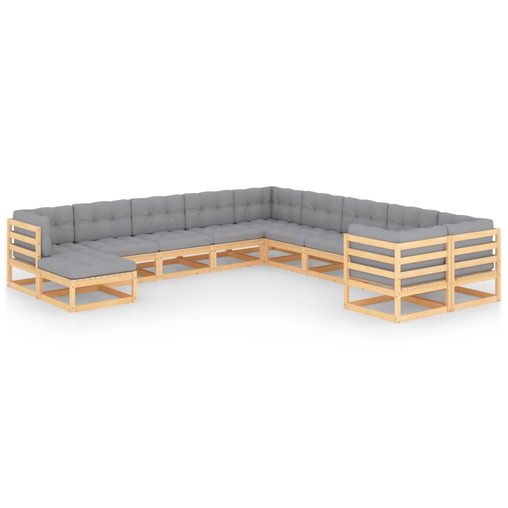 vidaXL 11-tlg. Garten-Lounge-Set Massivholz Kiefer