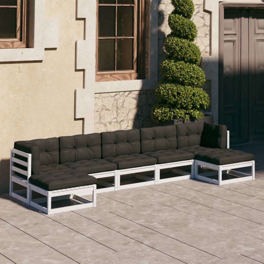 vidaXL 7-tlg. Garten-Lounge-Set Massivholz Kiefer
