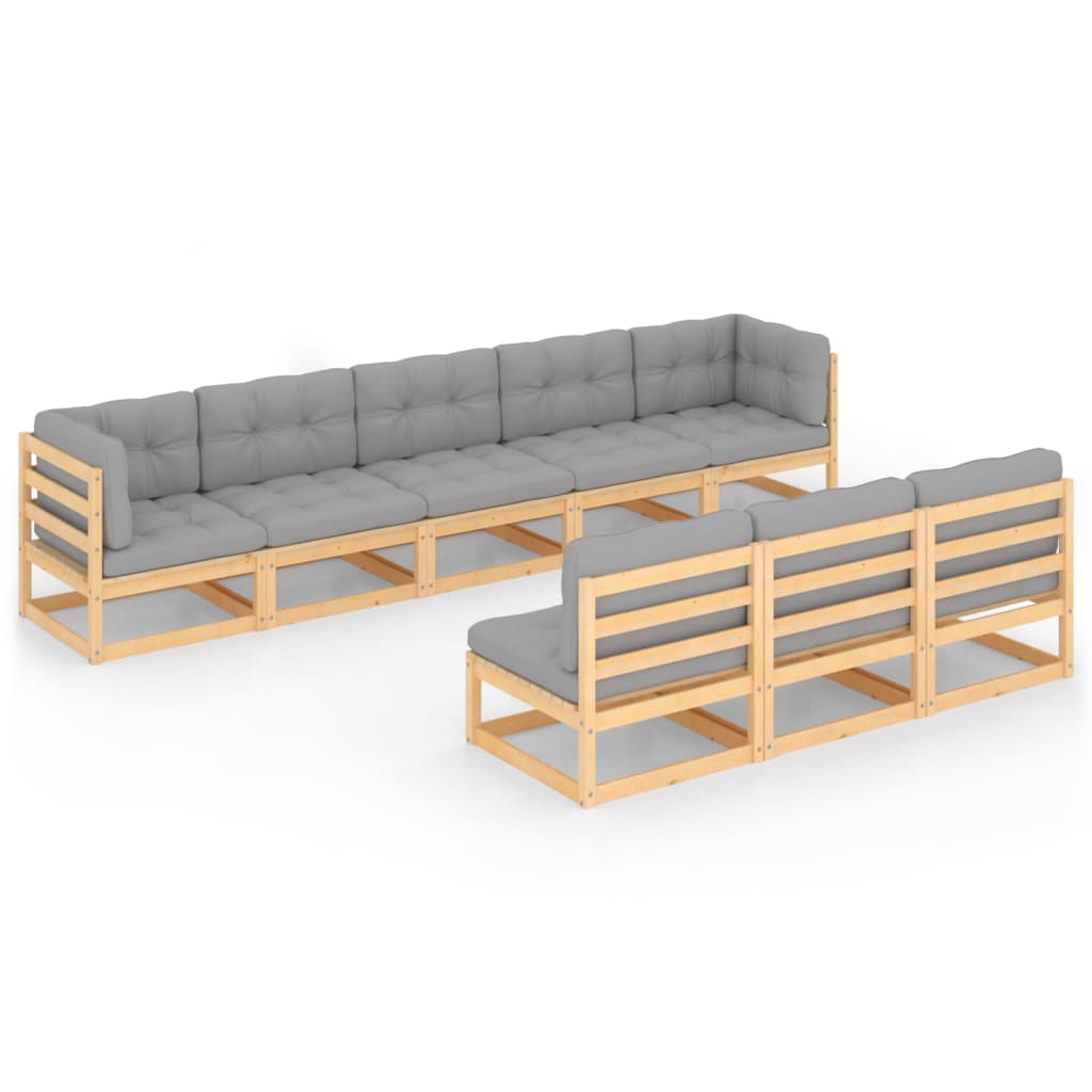 vidaXL 8-tlg. Garten-Lounge-Set mit Kissen Massivholz Kiefer