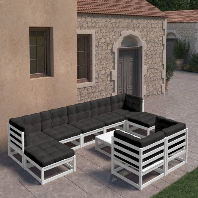 vidaXL 10-tlg. Garten-Lounge-Set mit Kissen Massivholz Kiefer