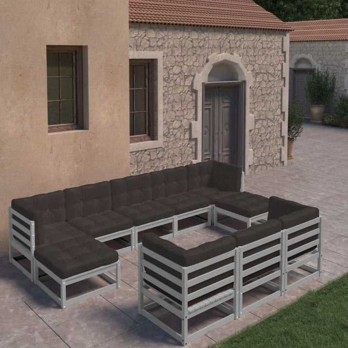 vidaXL 10-tlg. Garten-Lounge-Set Massivholz Kiefer