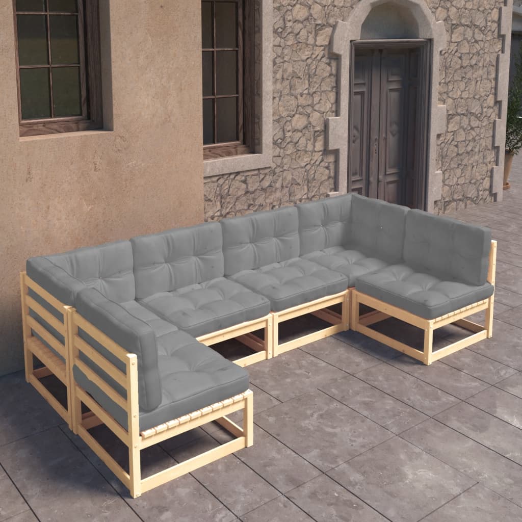 vidaXL 6-tlg. Garten-Lounge-Set Massivholz Kiefer