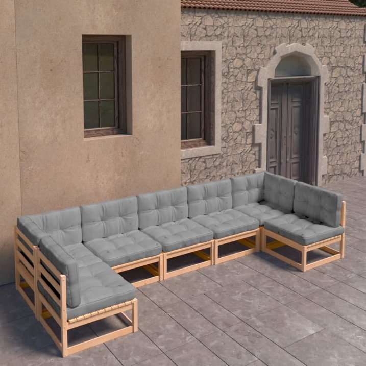 vidaXL 7-tlg. Garten-Lounge-Set Massivholz Kiefer