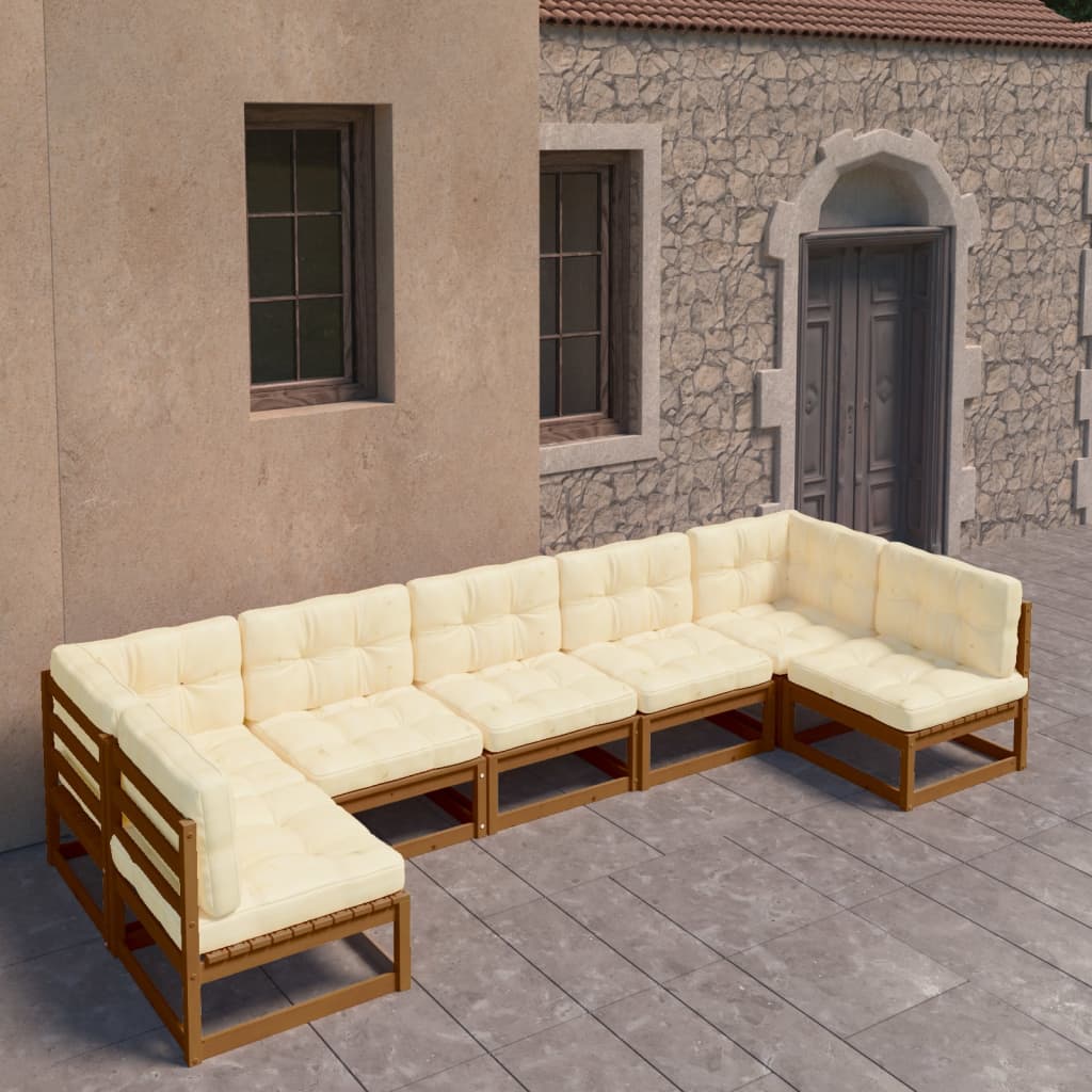 vidaXL 7-tlg. Garten-Lounge-Set Massivholz Kiefer