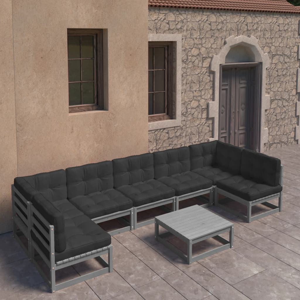 vidaXL 8-tlg. Garten-Lounge-Set Massivholz Kiefer