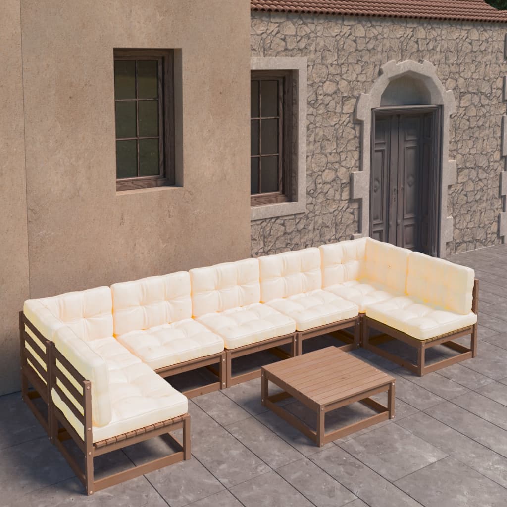 vidaXL 8-tlg. Garten-Lounge-Set Massivholz Kiefer