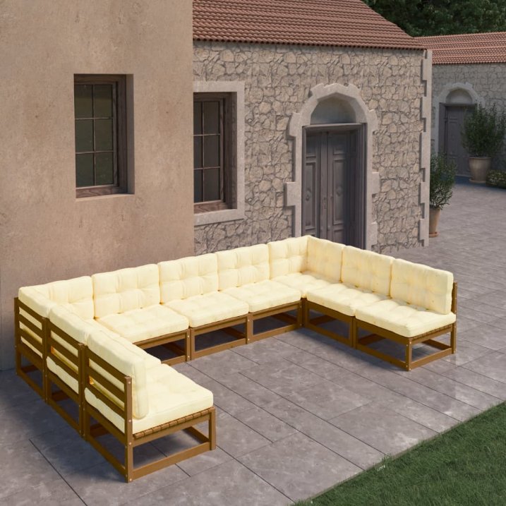 vidaXL 9-tlg. Garten-Lounge-Set Massivholz Kiefer