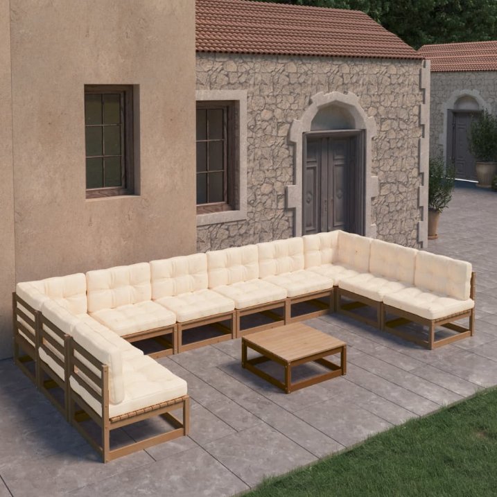 vidaXL 11-tlg. Garten-Lounge-Set Massivholz Kiefer