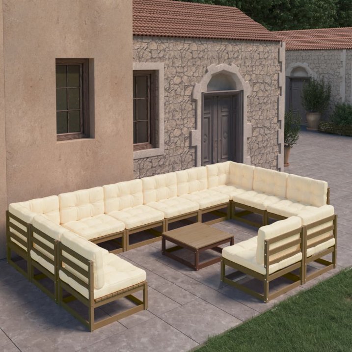 vidaXL 13-tlg. Garten-Lounge-Set Massivholz Kiefer