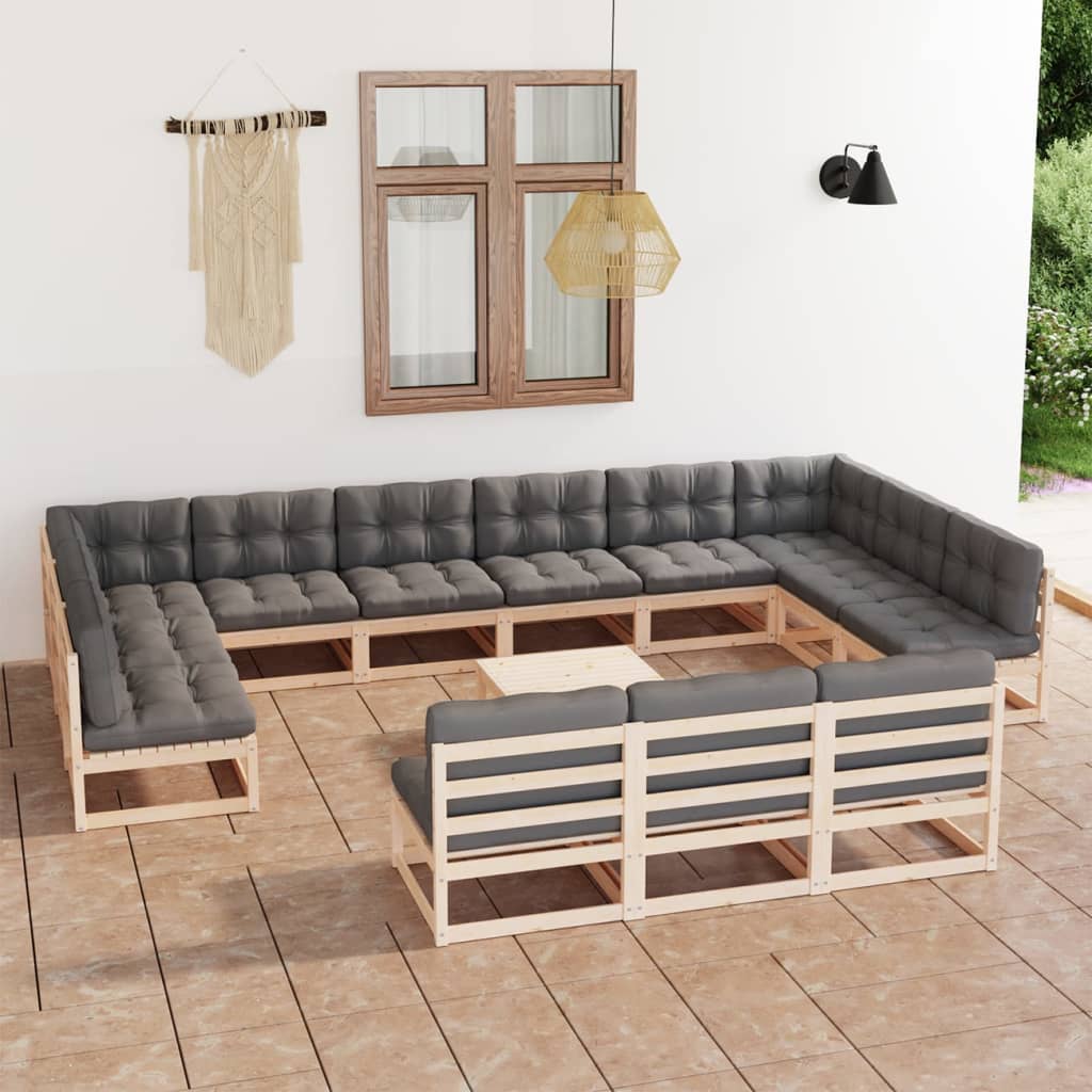 vidaXL 14-tlg. Garten-Lounge-Set Massivholz Kiefer