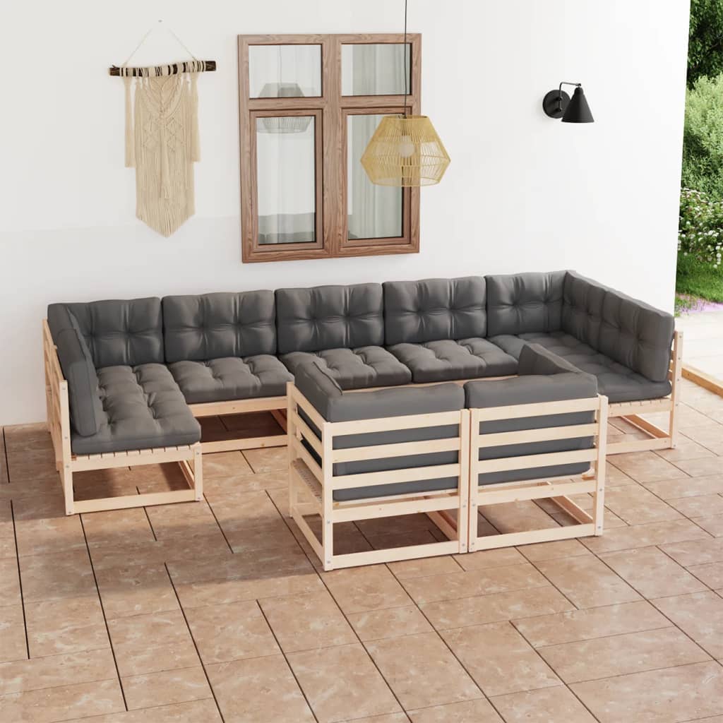 vidaXL 9-tlg. Garten-Lounge-Set Massivholz Kiefer