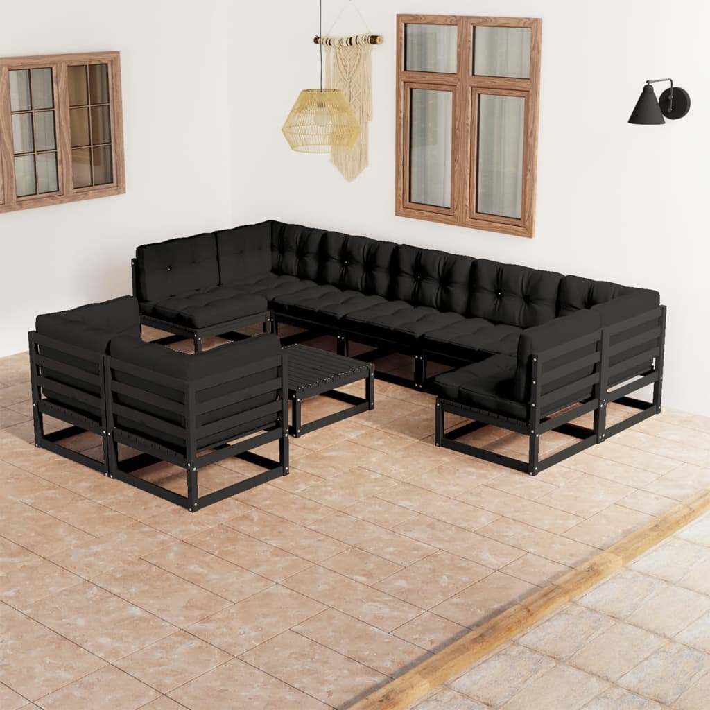 vidaXL 10-tlg. Garten-Lounge-Set Massivholz Kiefer