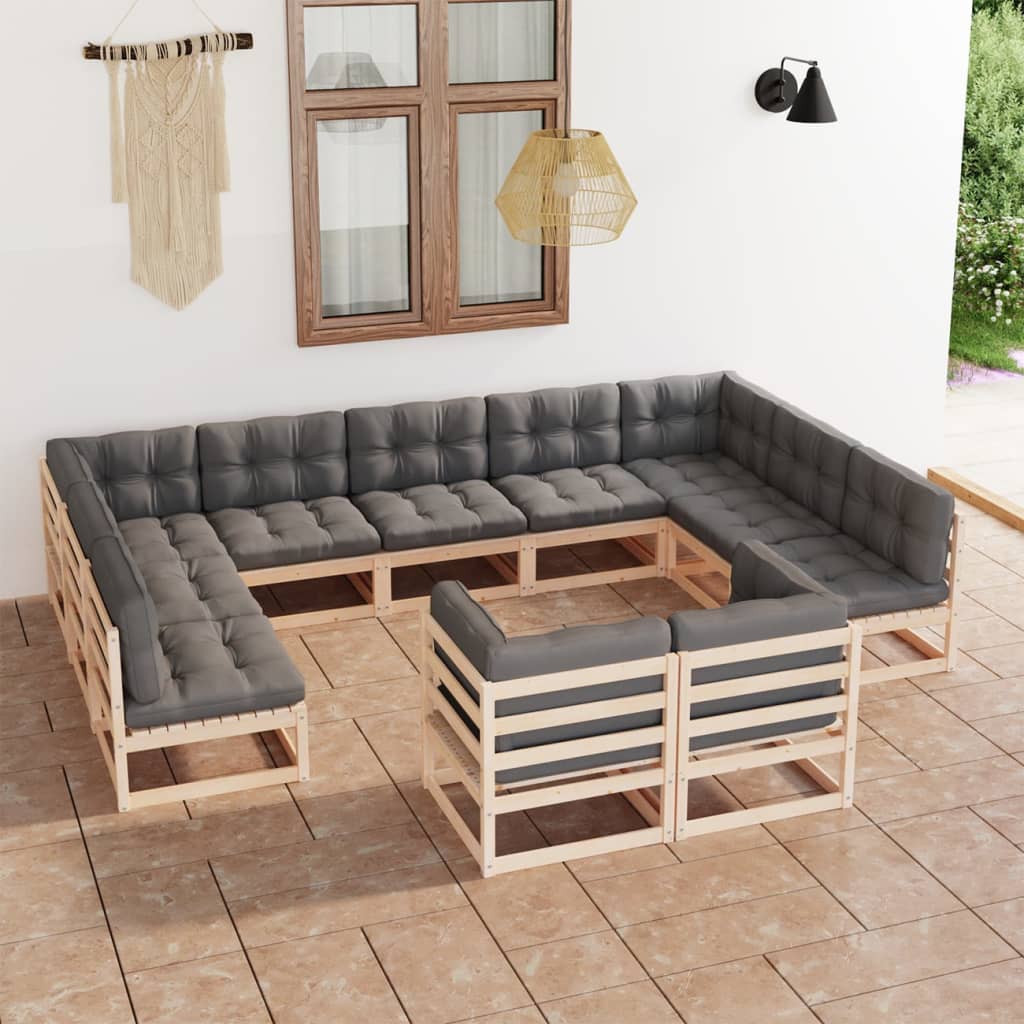 vidaXL 11-tlg. Garten-Lounge-Set Massivholz Kiefer