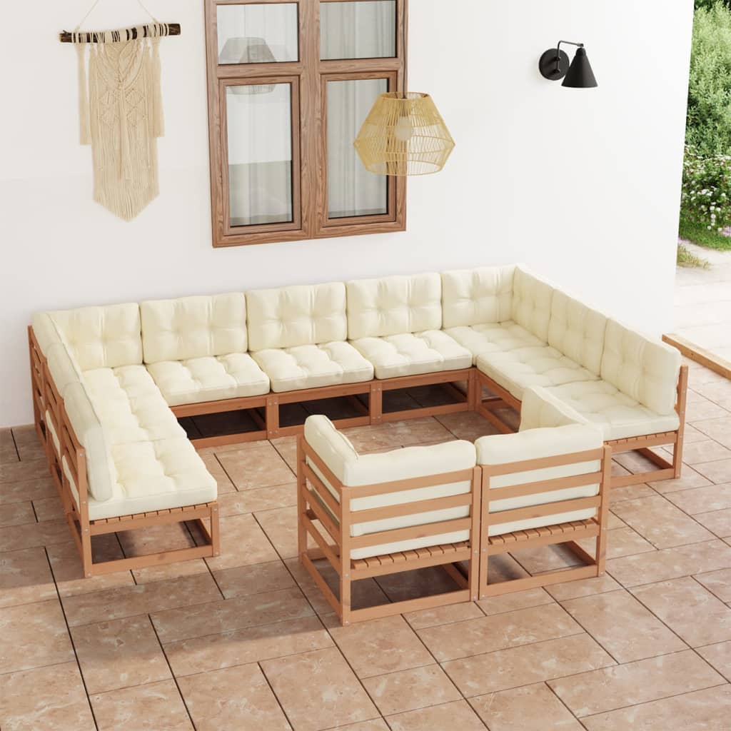 vidaXL 11-tlg. Garten-Lounge-Set Massivholz Kiefer
