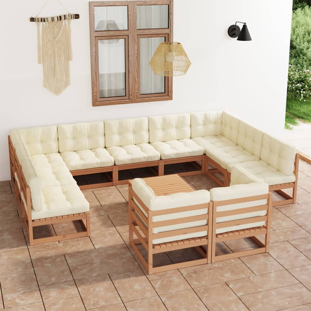 vidaXL 12-tlg. Garten-Lounge-Set Massivholz Kiefer