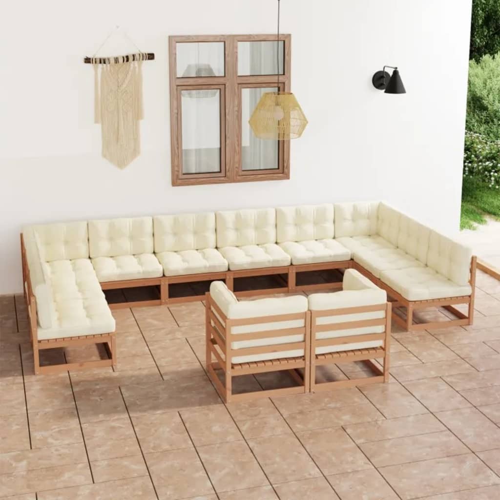 vidaXL 12-tlg. Garten-Lounge-Set Massivholz Kiefer