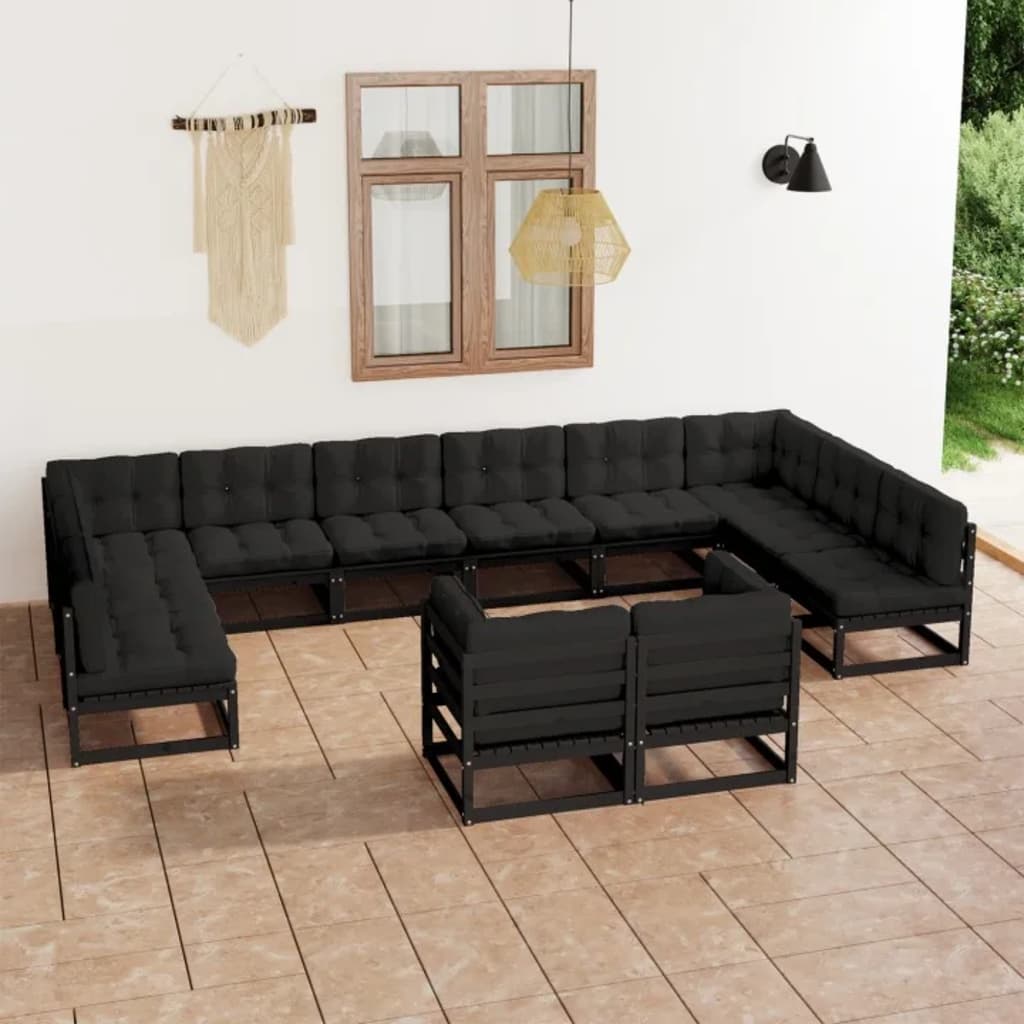 vidaXL 12-tlg. Garten-Lounge-Set Massivholz Kiefer