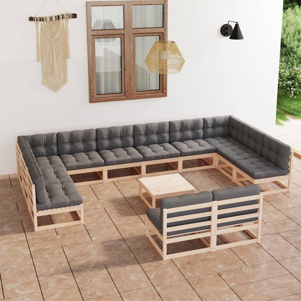 vidaXL 13-tlg. Garten-Lounge-Set Massivholz Kiefer