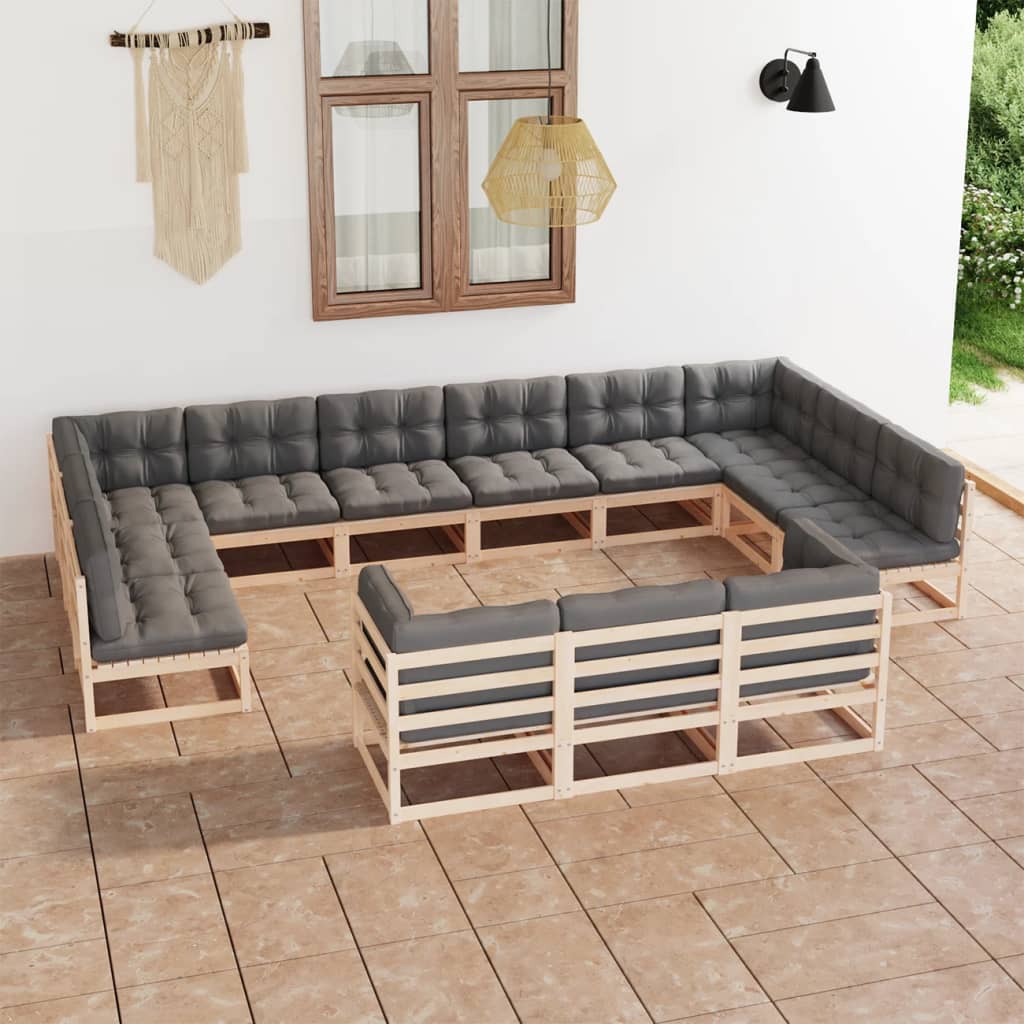 vidaXL 13-tlg. Garten-Lounge-Set Massivholz Kiefer