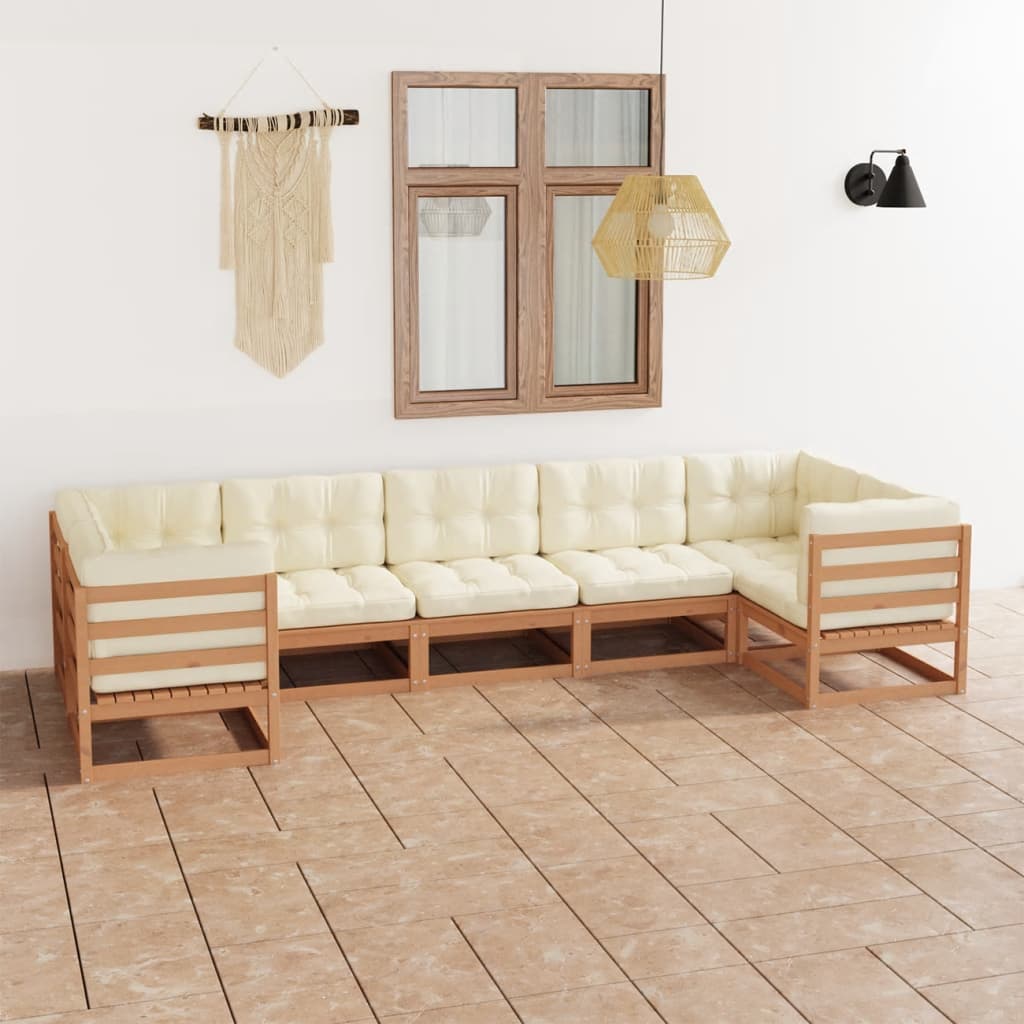 vidaXL 7-tlg. Garten-Lounge-Set Massivholz Kiefer